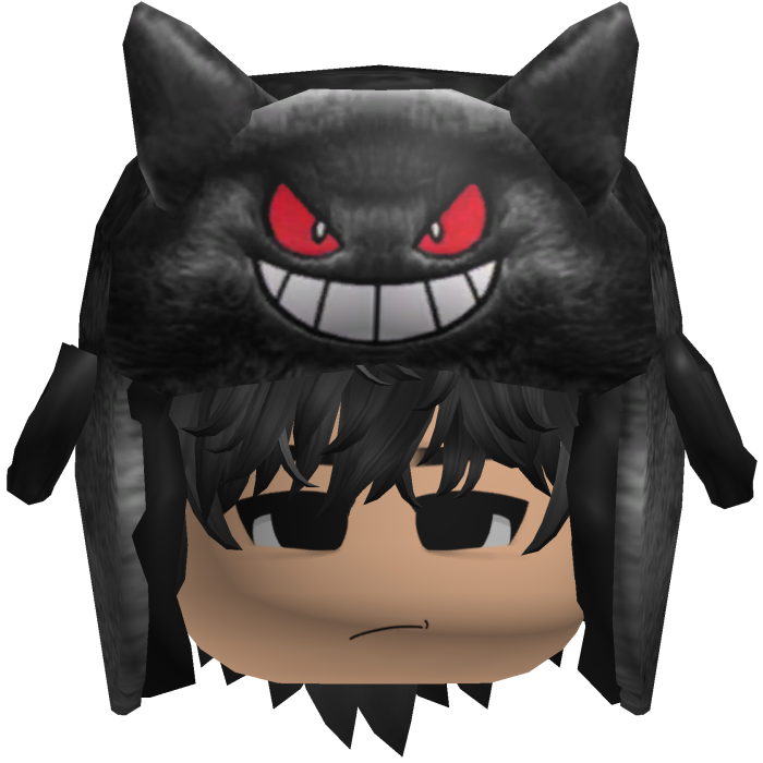 Black Monster Ushanka w/ Emo Boy Face y2k Hair
