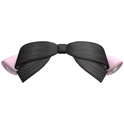 Adorable Black and Pink Polka-Dot Bow w Cat Ears