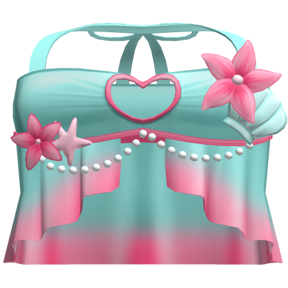 . ‿ ♡ cute teal ombre tropical top ⊹ . ୨୧
