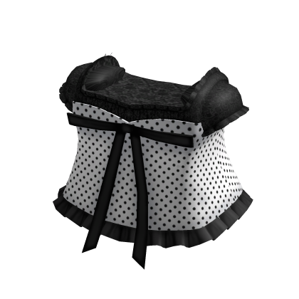 Cute White Black Polka Dot Ribbon Dress Roblox catalog item