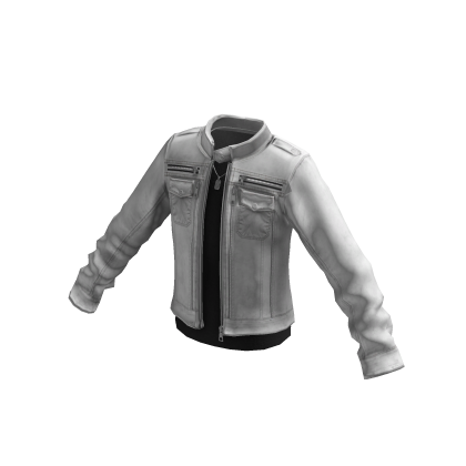 Y2K Streetwear Moto Jacket w/ Chain (White)