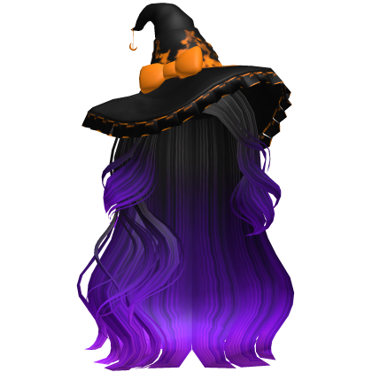Halloween Side Swept Witch Hair (Black & Purple)