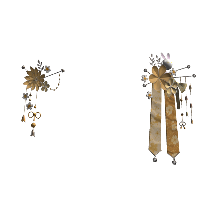Yellow & Silver Japanese Kanzashi Flower Hairclips