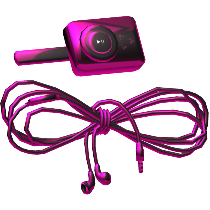 Hot Pink Metal MP3 Player Wired Earphones Clips