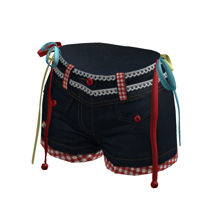 Y2K-Dark Blue-Lace-Denim-Shorts - ZN