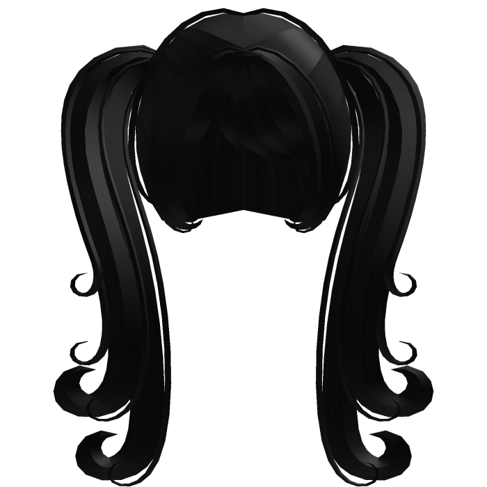 ꒰♡꒱ Curly Swirly Cute Long Black Pigtails