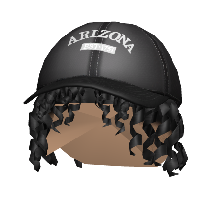 Black Curly Hair w/Cap (Black) Roblox item