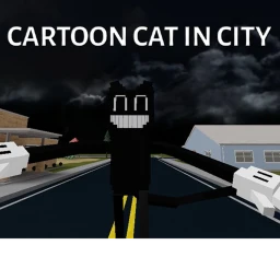 Cartoon Cat in city icon