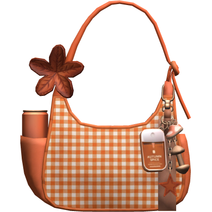 Pumpkin Fall Gingham Designer Shoulder Bag