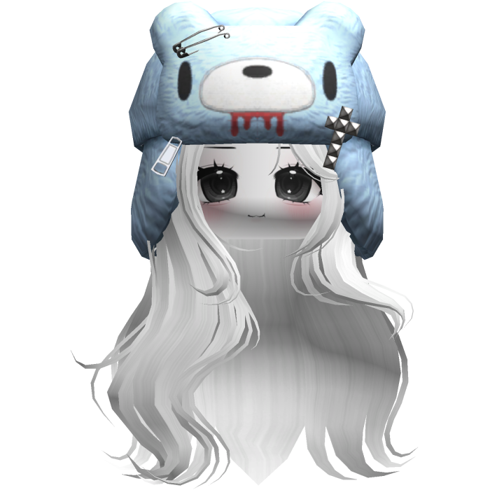 Fuzzy Bear Ushanka Flowy Long Hair (White)