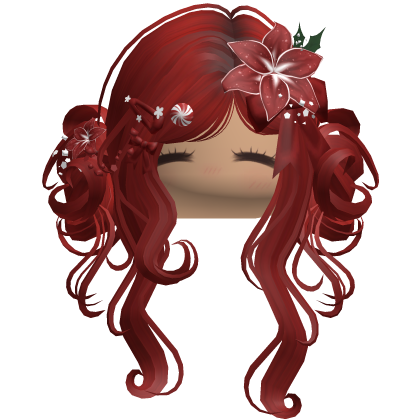 ♡ Christmas Flowery Twin Buns (Red)