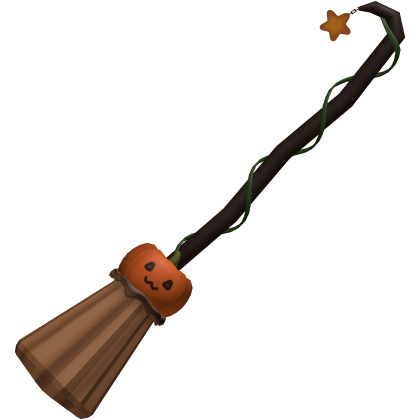 adorable halloween witch broom in orange