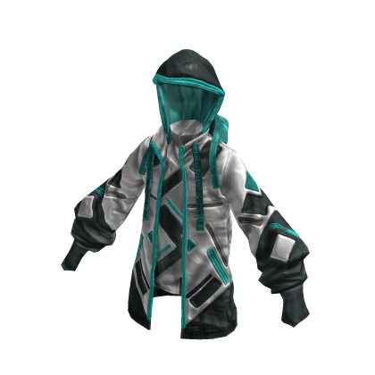 Sci-fi Hoodie | White & Cyan | Futuristic thumbnail