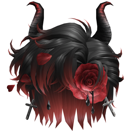 HALLOWEEN GOTH VAMPIRE ROSE CROSS RED OMBRE HAIR