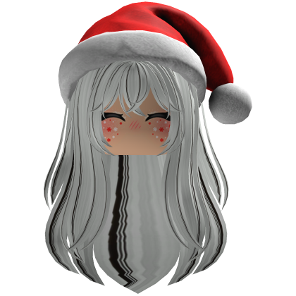 cute fluffy hair a Christmas hat beret (White) Roblox item