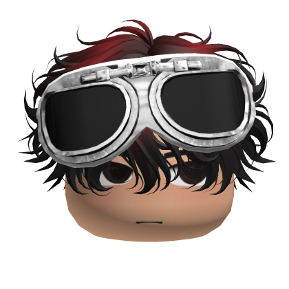 Cute Boy Anime Hair w Googles Black n Red