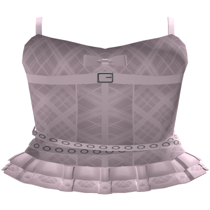 Light Pink Plaid Cutesy Corset Pleated Mini Dress