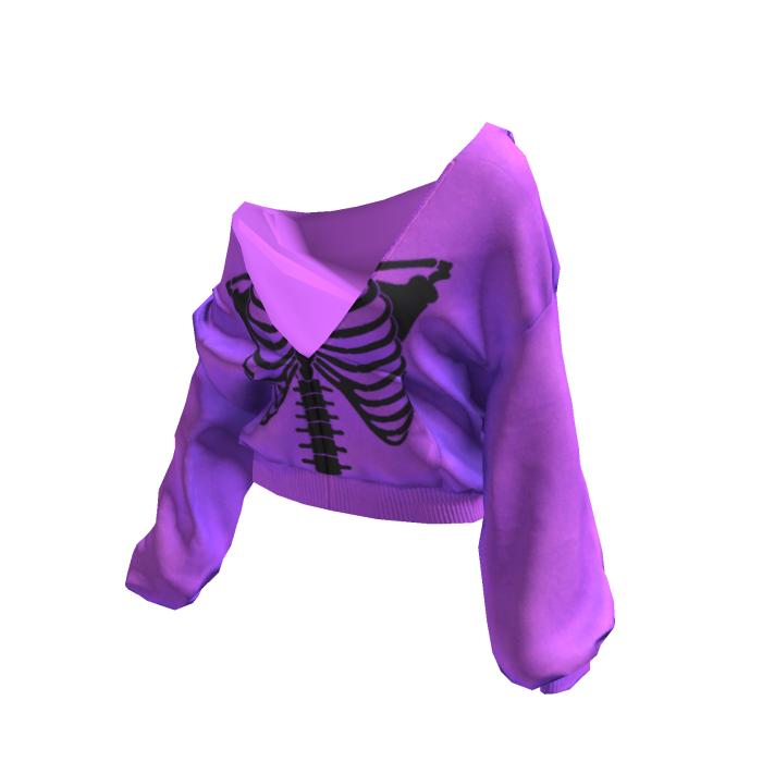 Skeleton Pullover Baggy Hoodie Purple&Black