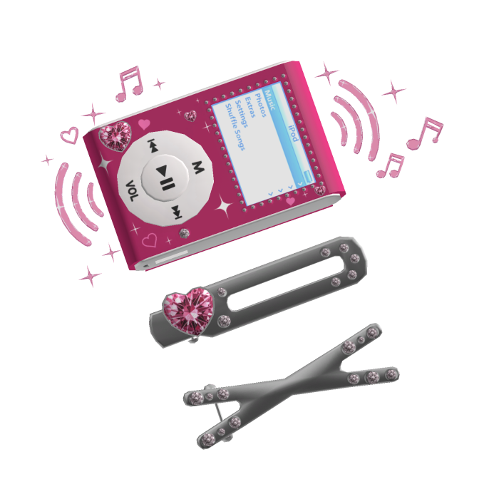 Y2K Musical iPod HairClip Pink