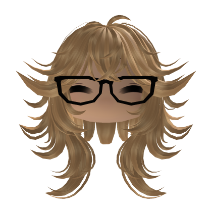 Messy Fluffy Blonde Wolfcut W/ Emo Glasses & Face Roblox item