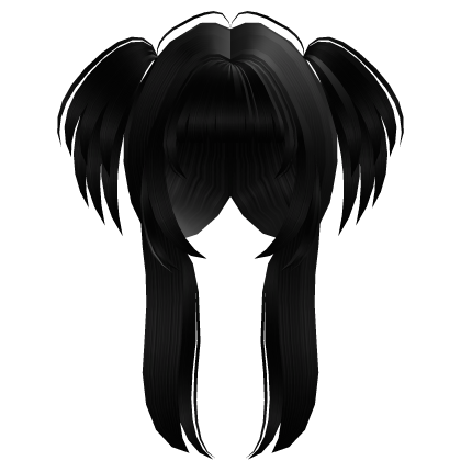 Black Layered Hime Cut w/ Pigtails Roblox item