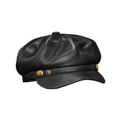 Black Leather Baker Boy Hat