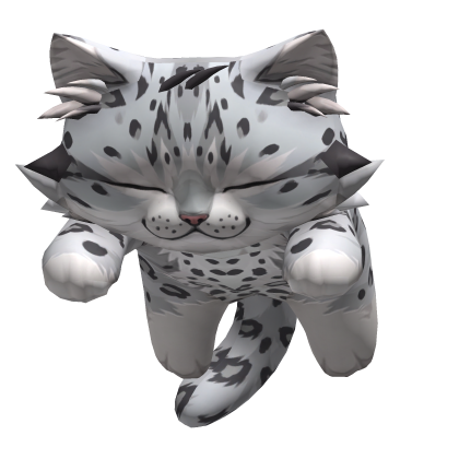 Anime Sleeping Cat Kitten on Head - Snow Leopard
