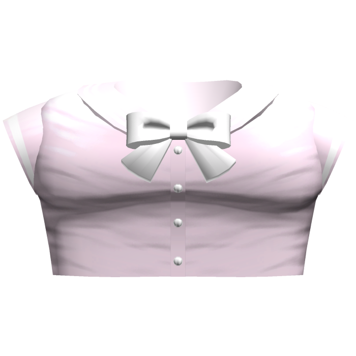 Kawaii Anime School Crop Top w Bow (Pink & White)