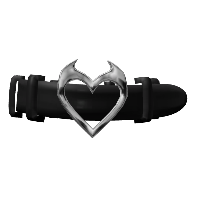 Goth Imp Heart Belt Choker Y2K - Black Silver