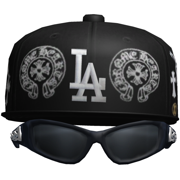 LA Fitted Hat with Chrome Flaming Shades