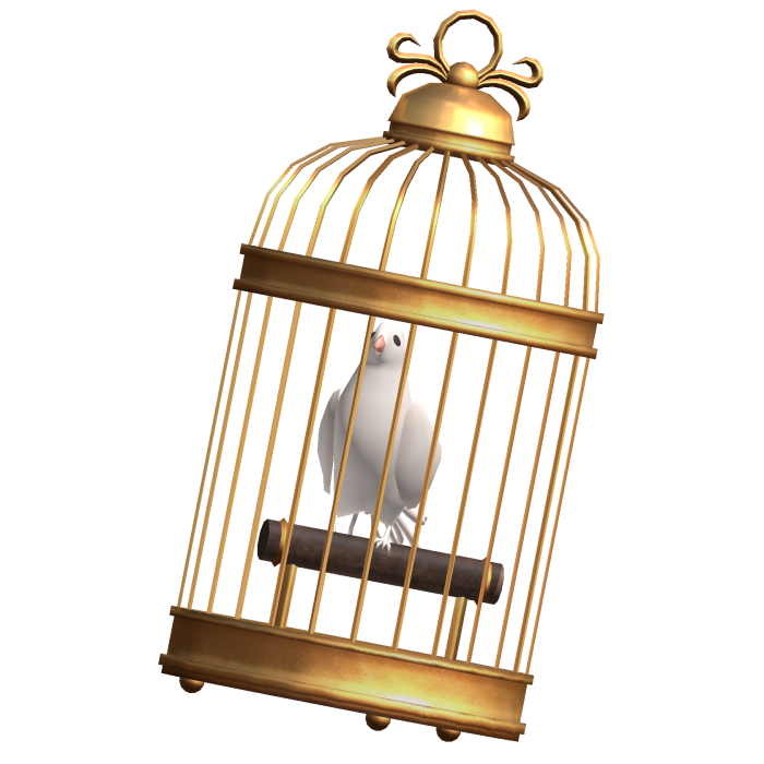 Bird Cage w Dove (front) - Gold