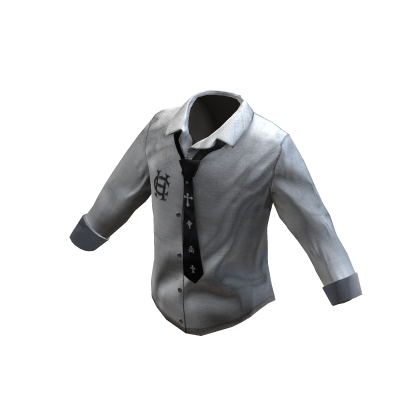 White Retro Tie Button Shirt 