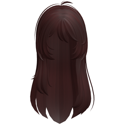 Long messy layered straight hair in dark red