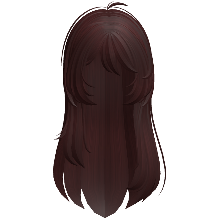 Long messy layered straight hair in dark red