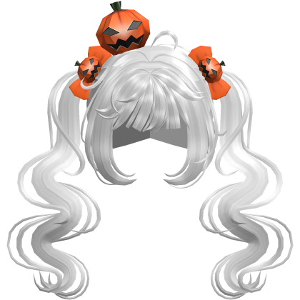 white halloween pumpkin wavy pigtails hair Roblox item