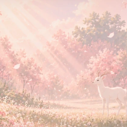 Ethereal Deer Pink Background Kawaii Sakura Forest Roblox item render