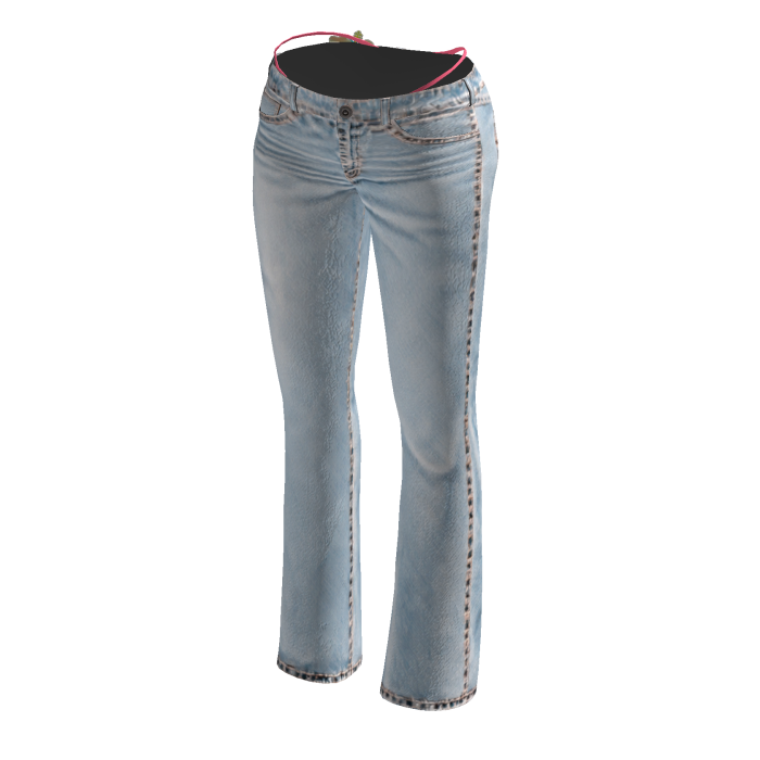 Ice Blue GMARI Island Flower Low Rise Flare Jeans