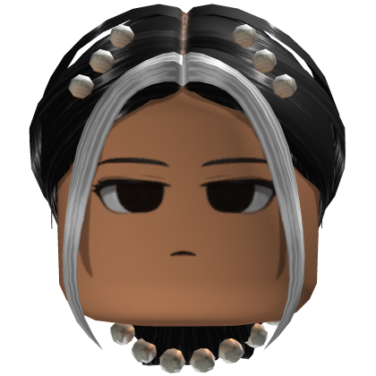 Pearl Slick Back Bun Hair (Black w white piece)