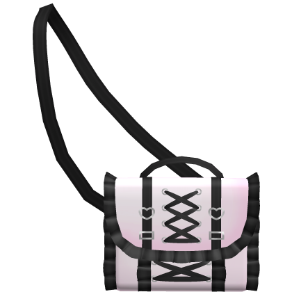 kawaii ruffled black n pink letter waist bag 3.0 Roblox item