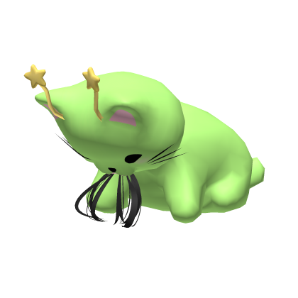 Alien cat eating black hair on head Roblox item