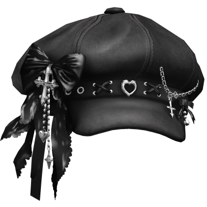 Gray Emo Gothic Charm Cap / Black Bow