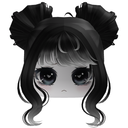 Black White Twin Buns Hair with Face Girl Roblox item