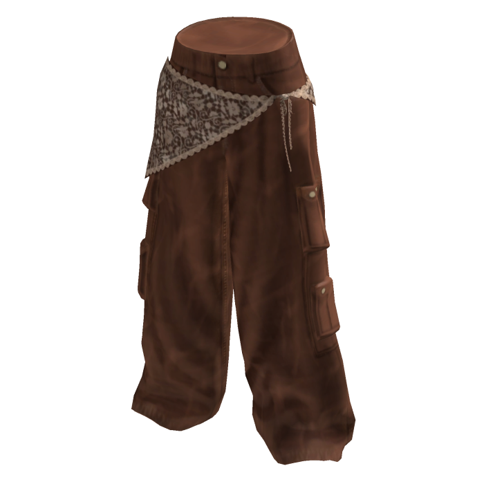 Brown Lace Cargo Baggy Pants