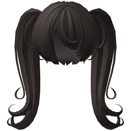 curly long overgrown pigtails in dark brown Roblox item