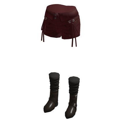 Y2K Drawstring Shorts w/ Boots & Socks (Red)