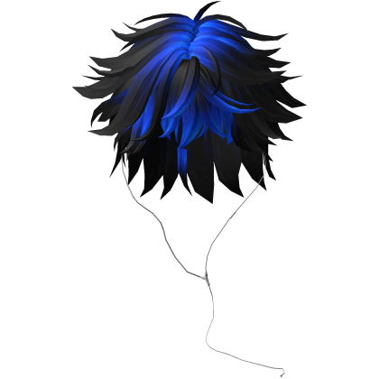 Y2K emo boy with headphones, blue black hair