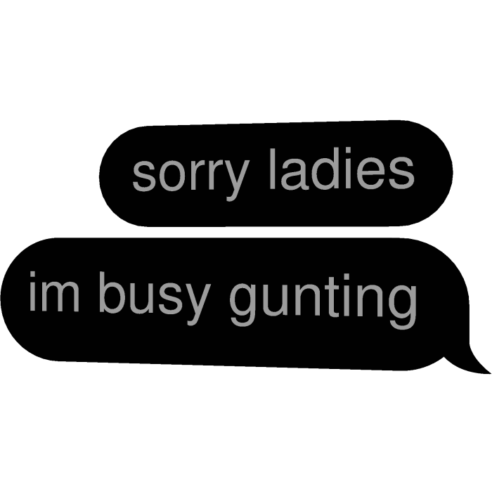 sorry ladies im busy gunting gunter text bubble