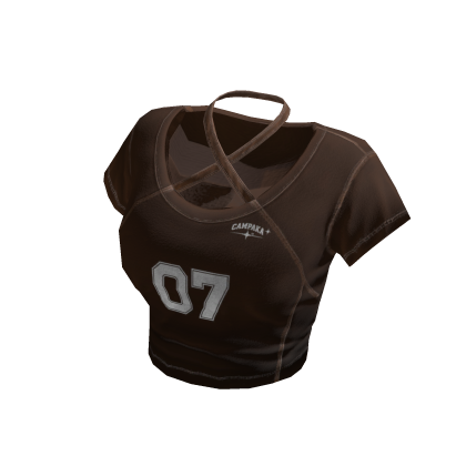 Y2K Sporty Cross Baby Tee - Brown