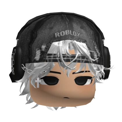 y2k messy hair w/ cap emo (full white) | Roblox Item - Rolimon's