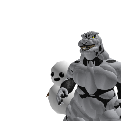 Snow Godzilla with sno day snowman